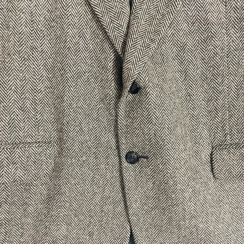 Towncraft Blazer Mens 44R Grey Herringbone Tweed Wool Two Button Sport Coat